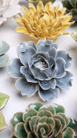 Keramiek Wandbloem Pastel Blue Rose - afbeelding 3