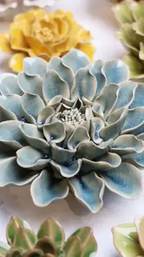 Keramiek Wandbloem Poeder Blauwe Aphrodite Dahlia - afbeelding 3