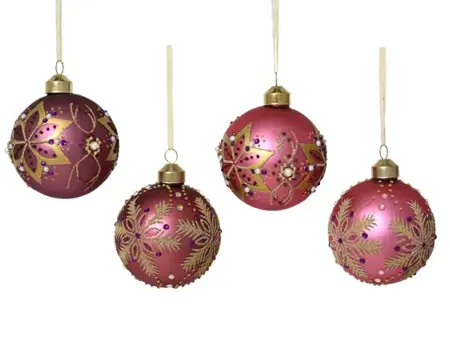 Kerstbal glas 8cm roze - assortiment