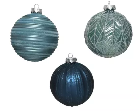 Kerstbal glas d10cm blauw ass3