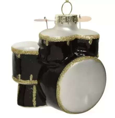 Kerstbal glas drumstel l6b8.5h8cm zwart