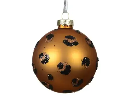 Kerstbal glas luipaardprint 8cm
