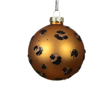 Kerstbal glas luipaardprint 8cm