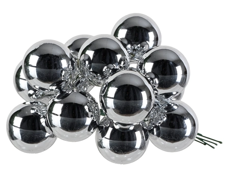 Kerstbal op draad glas 3cm 144st zilver - afbeelding 2