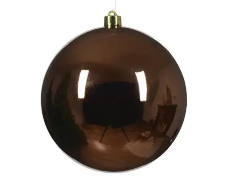 Kerstbal plastic 14cm glans espresso