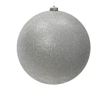 Kerstbal plastic 25cm zilver