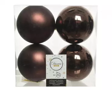 Kerstbal plastic | d10cm | glans mat donker bruin 4st