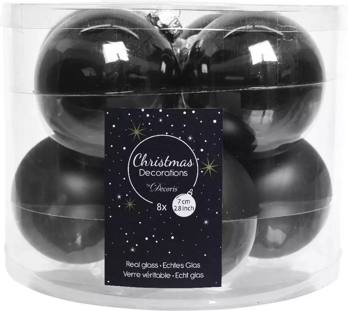 Trots Individualiteit symbool Kerstbal zwart glas d7cm 8st - Top Tuincentrum