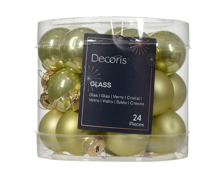Kerstballen glas 2.5cm pistache 24st - afbeelding 1
