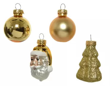Kerstballen glas goud (6cm) ass 9st