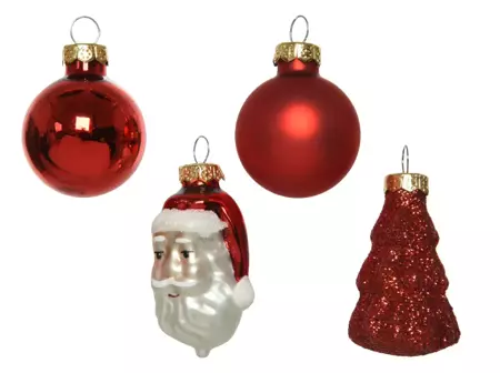 Kerstballen glas rood (6cm) ass 9st
