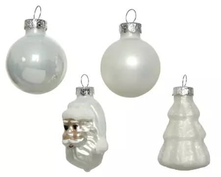 Kerstballen glas wit (6cm) ass 9st