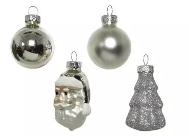 Kerstballen glas l2.8b2.7h6 zilver ass 9st
