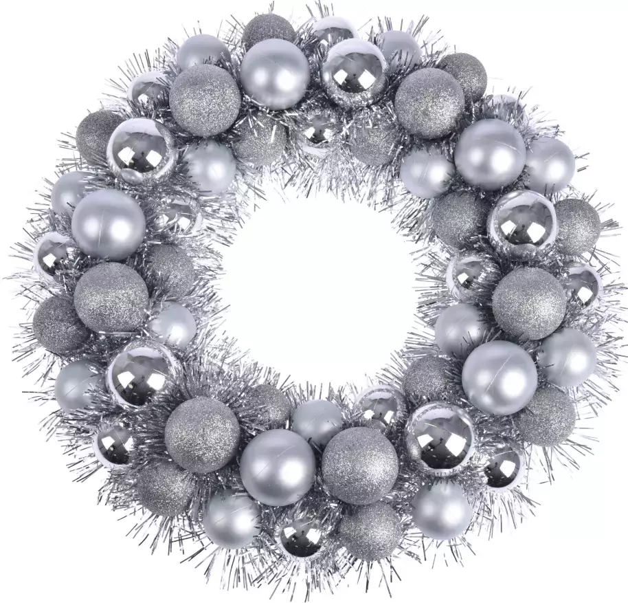 Bijdrager tapijt wonder Kerstballen KRANS TINSEL 56STS - zilver - Top Tuincentrum