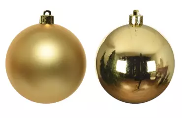 Kerstballen Kunststof Rond | Goud | 6cm | 12st