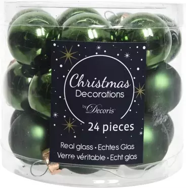 Kerstballen rond dennengroen dia2.5cm 24st
