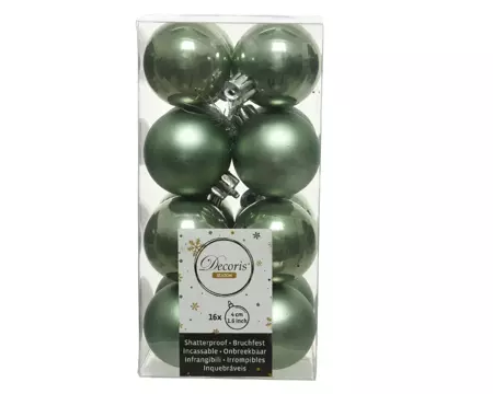 Kerstballen rond groen dia4cm 16st