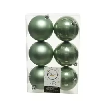 Kerstballen rond groen dia8cm 6st