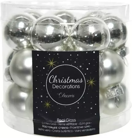 Kerstballen rond zilver dia2.5cm 24st