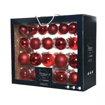 Kerstballen rood glas set 42st