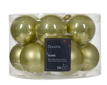Kerstbalmix glas 5cm pistache 12st - afbeelding 1