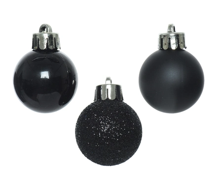 Kerstbalmix kunststof 3cm zwart 14st - afbeelding 2