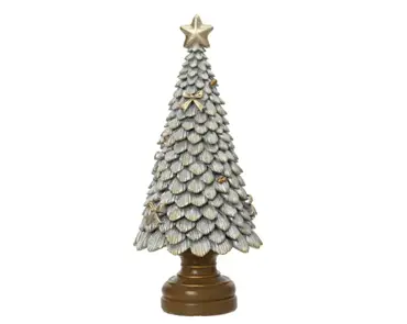 Kerstboom polyresin 10x10x23cm zilver