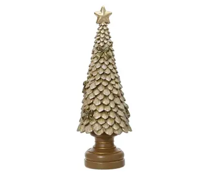 Kerstboom polyresin 12x12x36cm goud