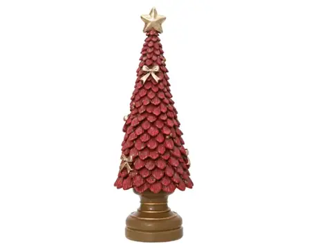 Kerstboom polyresin 12x12x36cm rood