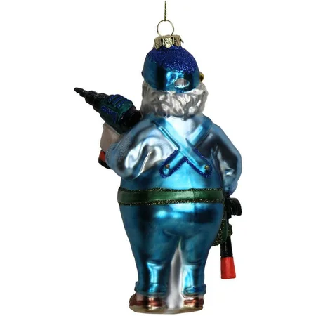 Kersten Ornament Bouwvakker glas blauw 14cm - afbeelding 2