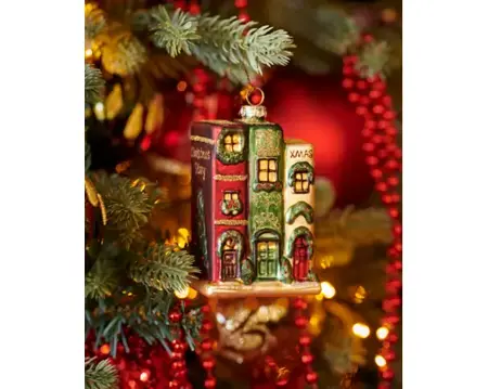 Kersthanger glas boekenhuis 6.3x4.9x9.7cm - afbeelding 2