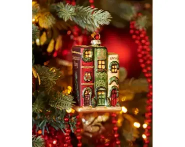 Kersthanger glas boekenhuis 6.3x4.9x9.7cm - afbeelding 2