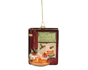 Kersthanger glas receptenboek 8.5x6x10.7cm