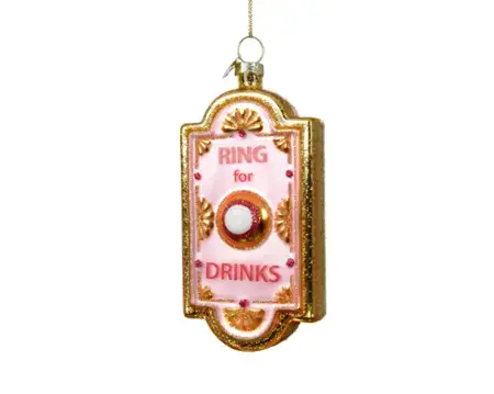 Kersthanger glas ring for drinks 5.7x2.7x12.5cm roze/goud