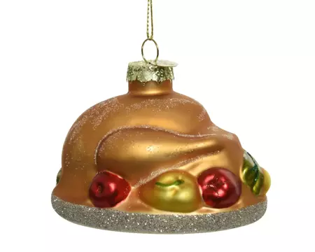 Kerstbal kip glas l10b7.5h5.8cm goud