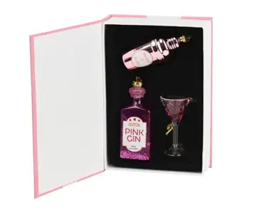Kersthangers glas cocktailset figuur 4.8x10.5cm 3st - afbeelding 1