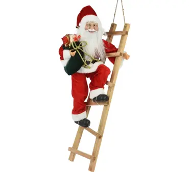 KERSTMAN OP TRAP STAAND ROOD