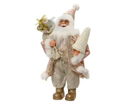 Kerstman plastic 19x8x30cm champagne
