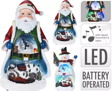 Kersttafereel| Kerstman met trein |  Led verlichting op batterij