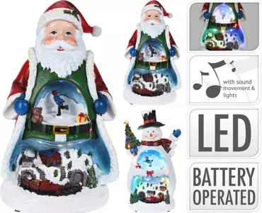 Kersttafereel| Kerstman met trein |  Led verlichting op batterij