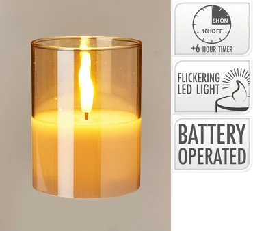 Ledkaars in glas 10cm - afbeelding 2
