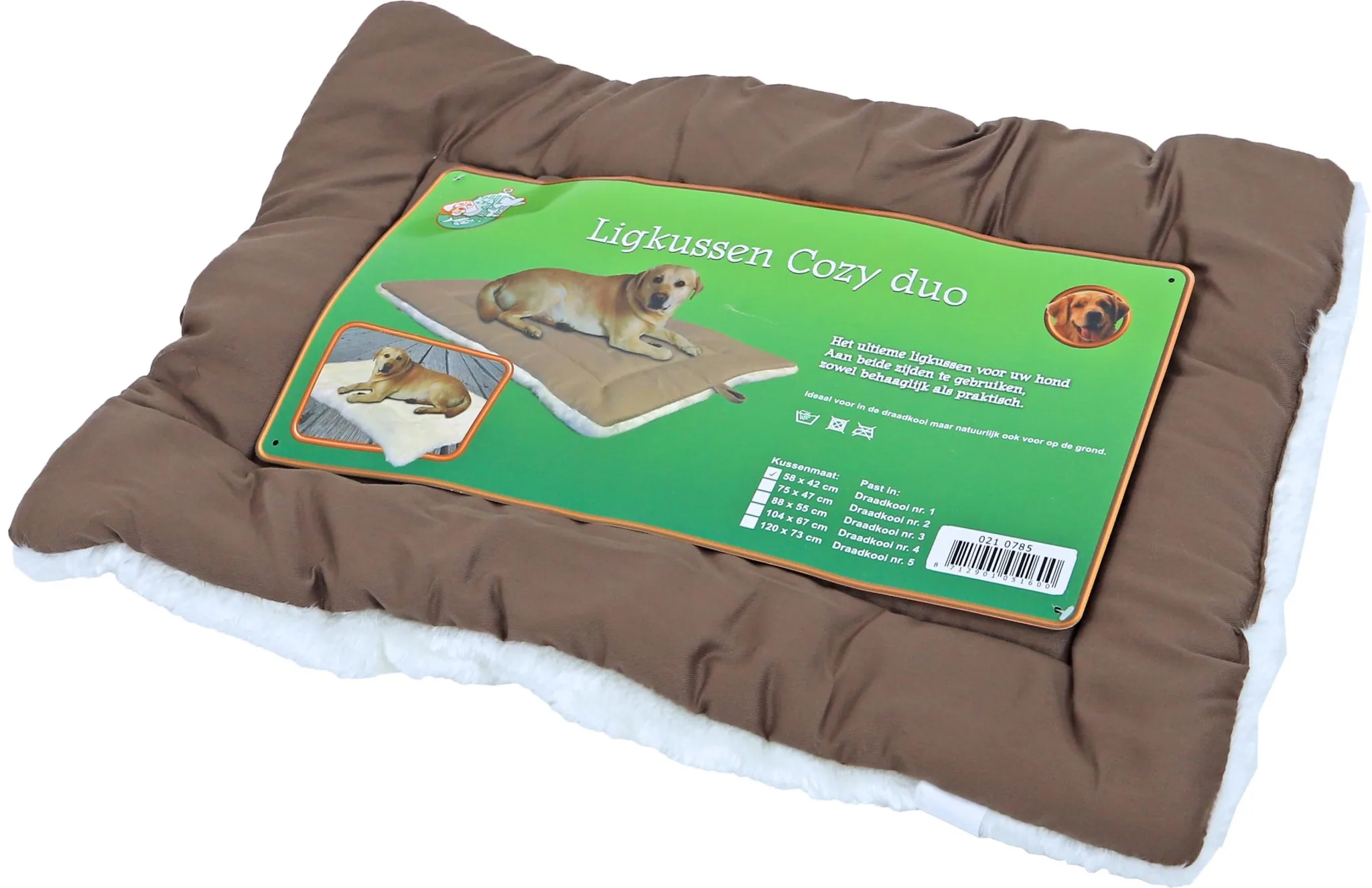 Ligkussen cozy duo brn/wit 58x42cm - Top Tuincentrum
