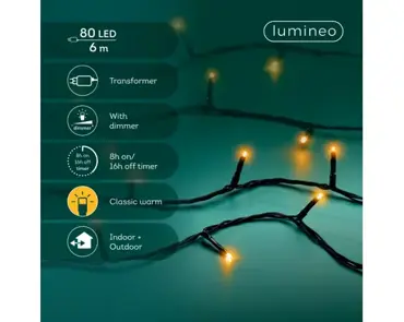 Lumineo basic kerstverlichting | 80 LED | 6 meter | klassiek warm - afbeelding 2