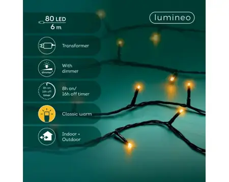 Lumineo basic Rice 80LED 6m klassiek warm - afbeelding 2