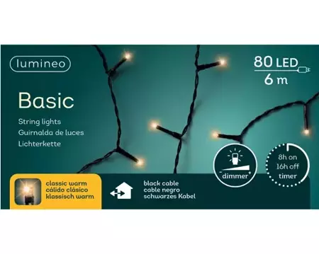 Lumineo basic Rice led 6m - 80l klassiek warm