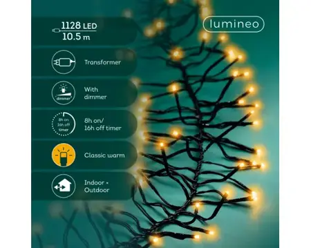 Lumineo cluster kerstverlichting | 1128 LED | 10.5 meter | klassiek warm - afbeelding 2