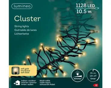 Lumineo cluster kerstverlichting | 1128 LED | 10.5 meter | soft gold - afbeelding 1