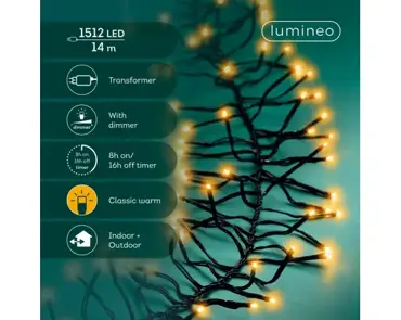 Lumineo cluster kerstverlichting | 1512 LED | 14 meter | klassiek warm - afbeelding 2