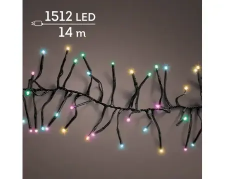 Lumineo cluster kerstverlichting | 1512 LED | 14 meter | soft multi colour - afbeelding 3