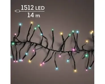 Lumineo cluster kerstverlichting | 1512 LED | 14 meter | soft multi colour - afbeelding 3